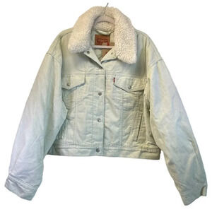 Levis Strauss & Co. Womens XL Light Green Baby Baggy Cropped Trucker Jacket NEW